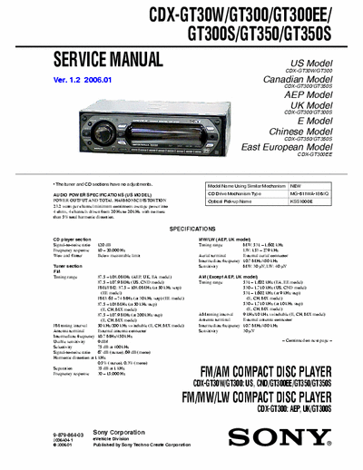Sony CDX-GT300 Sony CDX-GT300 service manual